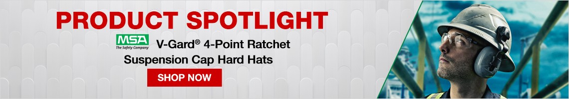 Product Spotlight. MSA V-Gard® 4-Point Ratchet  Suspension Cap Hard Hats. Click here to shop now!