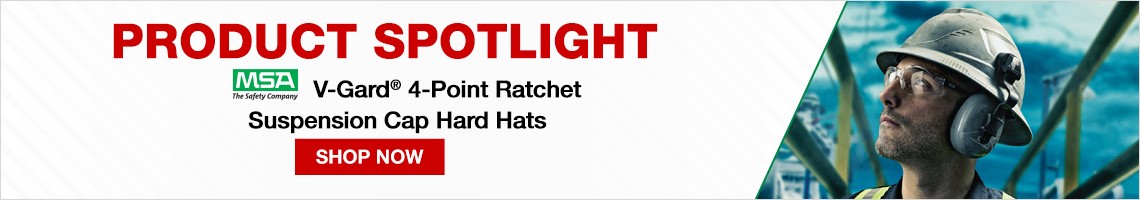 Product Spotlight. MSA V-Gard® 4-Point Ratchet  Suspension Cap Hard Hat. Click here to shop now!