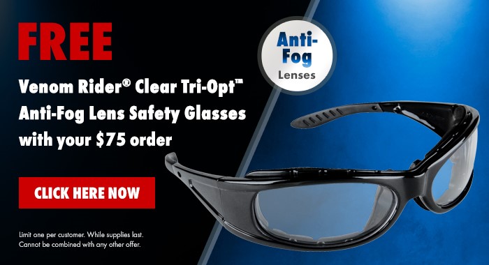 Free NSI N-Specs Venom Rider Anti-Fog Safety Glasses With Your $75 Order From Wrth NSI 