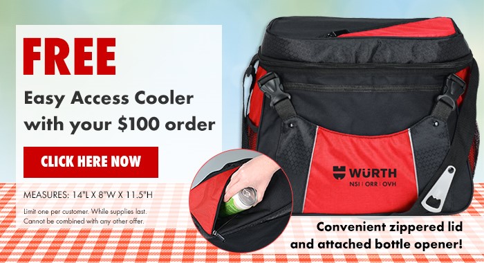 Free Easy Access Cooler With Your $100 Order From Wrth NSI 