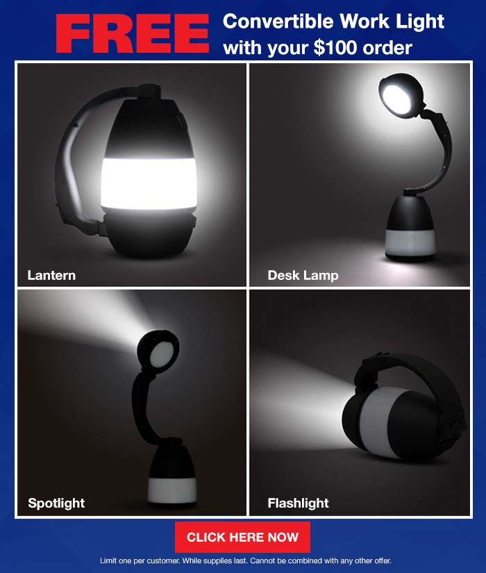 Free Convertible Work Light With Your $100 Order From Wrth NSI