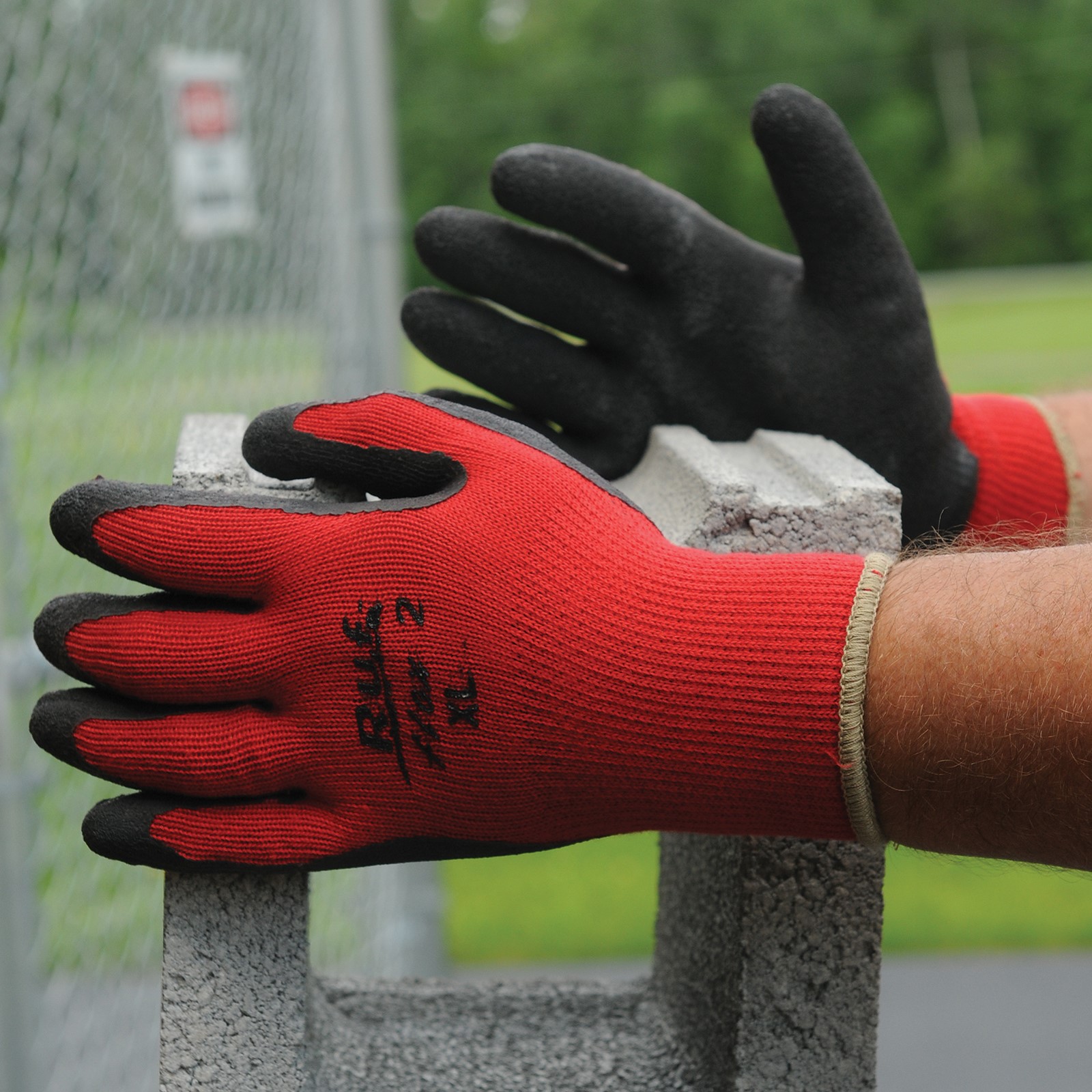 NS Rufflex 2 Black Rubber Palm Coated Red Work Gloves Pair eBay