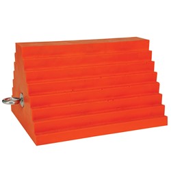 Reinforced Pyramid Wheel Chock with Eyebolt, Orange, 9 1/2" x 7 3/4" x 6 1/4" (3 lb.)