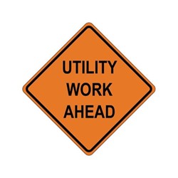 Utility Work Ahead Fold and Roll Reflective Traffic Sign 