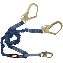 NSI 6' 100% Tie-Off, Locking Snap Hook & 2 Rebar Snap Hooks Shock