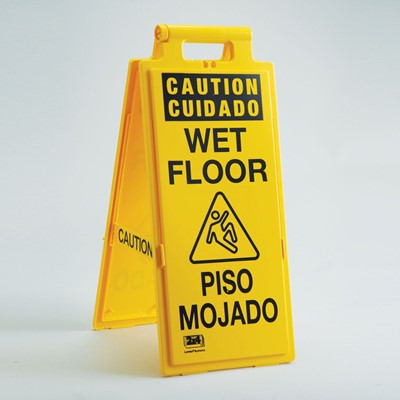 Bilingual Wet Floor Standing Safety Sign