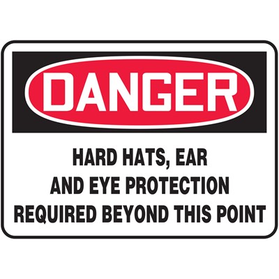 NS Danger Hard Hat Ear And Eye Protection Required Beyond This OSHA Safety Sign 