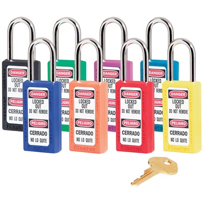 Orange Pack of 1 1-1/2 Shackle Clearance Brady Plastic Lockout/Tagout Padlock 1-3/4 Body Length Keyed Different