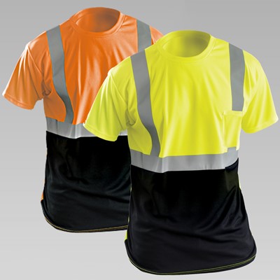 Class 2 Orange with 2 Reflective Tape SAS Safety 692-1659 Black Bottom T-Shirt Lrg