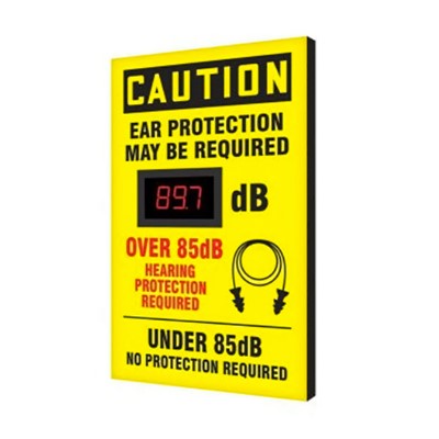 Accuform SBMPPE432VP Sign Black on Yellow Plastic LegendCaution Hearing Protection Must BE Worn in This Area 14 Length x 10 Width x 0.055 Thickness 14 x 10 