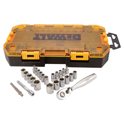 DeWALT® Socket Set, 25 Pieces, 72 Tooth, Polished Chrome Vanadium