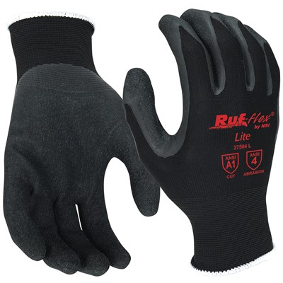 Multi-Purpose Gloves Knitted Base & Latex Rubber Coated Palms Black LGE