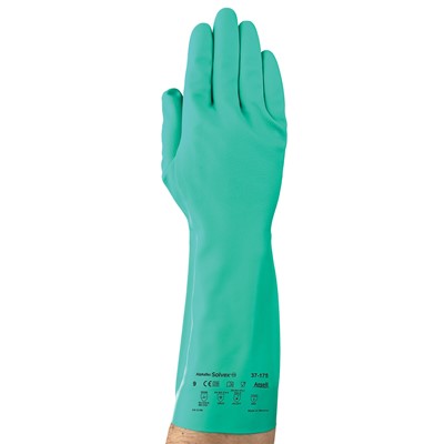 Ansell Sol-Vex 15 Mil Flock Lined 13" Nitrile Chemical Resistant Gloves Pair 