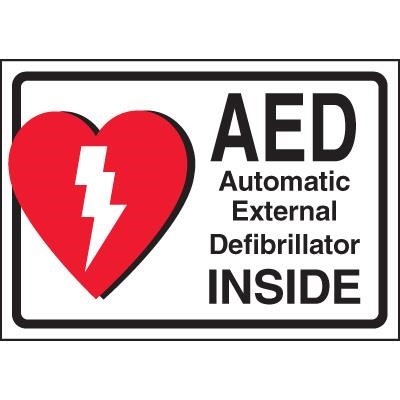  AED AUTOMATIC EXTERNAL DEFIBRILLATOR INSIDE Label, 5/Pack