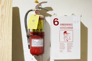 Image of a fire extinguisher on a wall