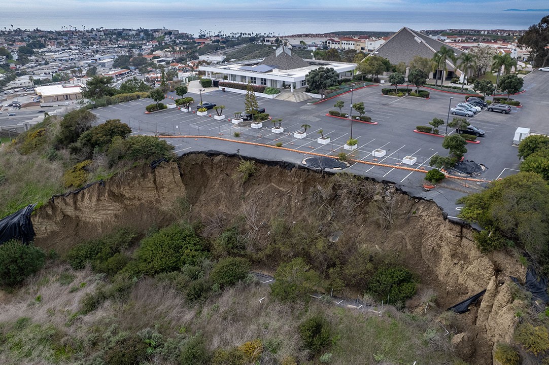 Picture of a landslide on the side of a workplace