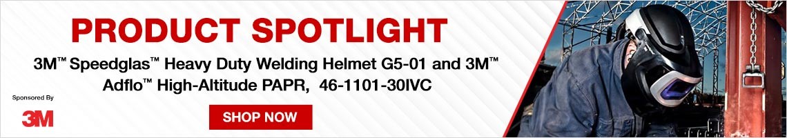 Product Spotlight. 3M™ Speedglas™ Heavy Duty Welding Helmet G5-01 and 3M™  Adflo™ High-Altitude PAPR,  46-1101-30IVC. Click here to shop now!
