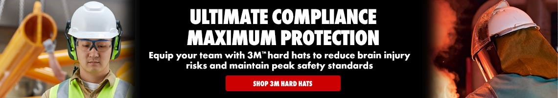 ULTIMATE COMPLIANCE MAXIMUM PROTECTION Equip your team with 3M™ hard hats to reduce brain injury risks and maintain peak safety standards. Click here to SHOP 3M HARD HATS