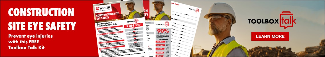 Toolbox Talk. Construction Site Eye Safety. Prevent eye injuries with this FREE toolbox talk kit. Click here to learn more!
