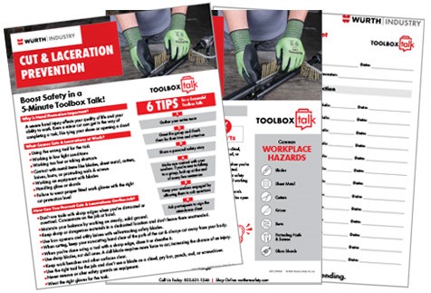 Image of PDF pages you get with your Cut and Laceration Prevention Toolbox Kit download