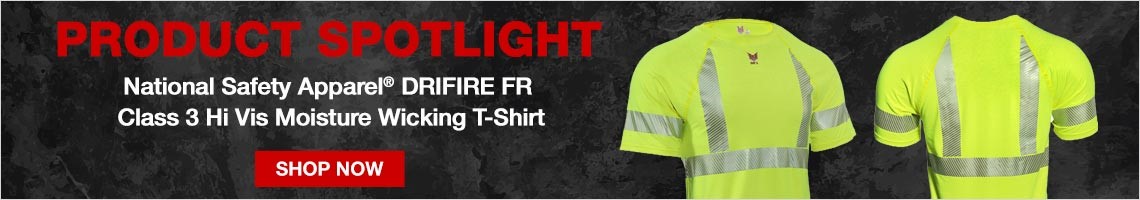 Product Spotlight. National Safety Apparel® DRIFIRE FR Class 3 Hi Vis Moisture Wicking T-Shirt. Click here to shop now.