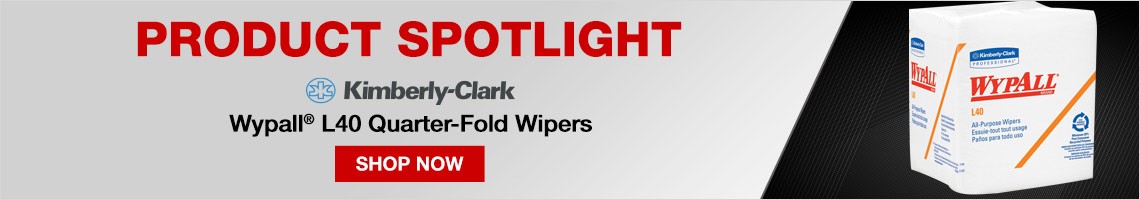 Product Spotlight. Kimberly-Clark Wypall® L40 Quarter-Fold Wipers. Click here to shop now!