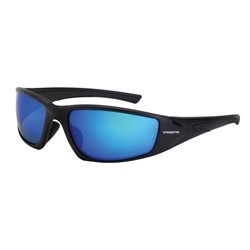 Radians Polarized Mirror Lens, Matte Black Frame Safety Glasses